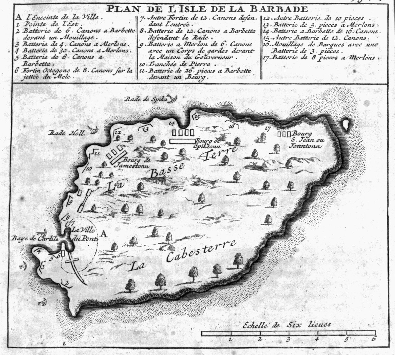 Karta över Barbados av French School