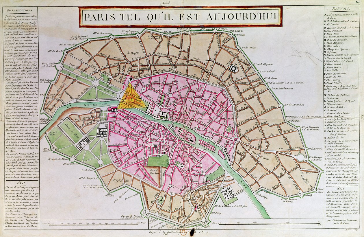 Karta över Paris, juni 1800 av French School