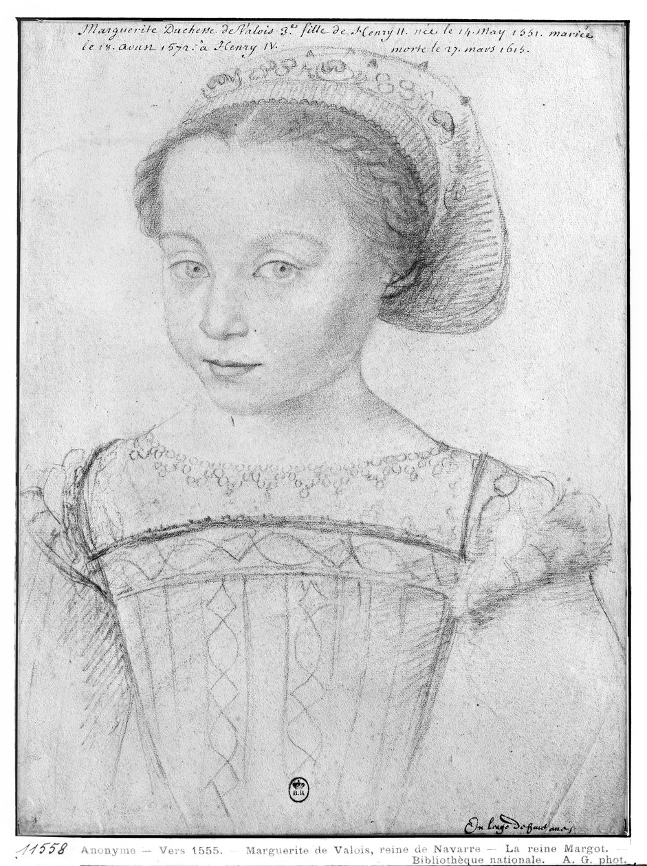 Marguerite de Valois (1553-1615) känd som La Reine Margot, ca 1555 av French School