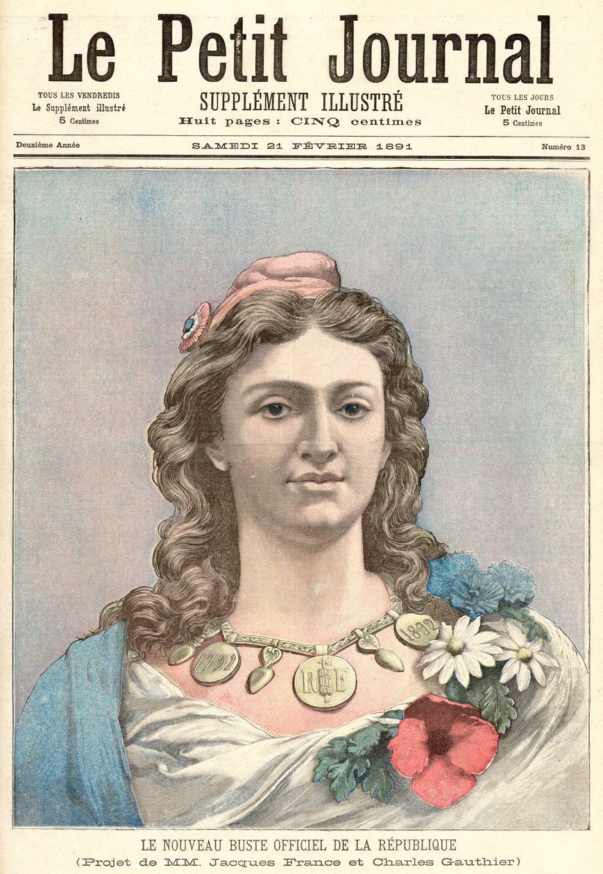 Marianne, den nya officiella representationen för den franska republiken, från "Le Petit Journal", 21 februari 1891 av French School