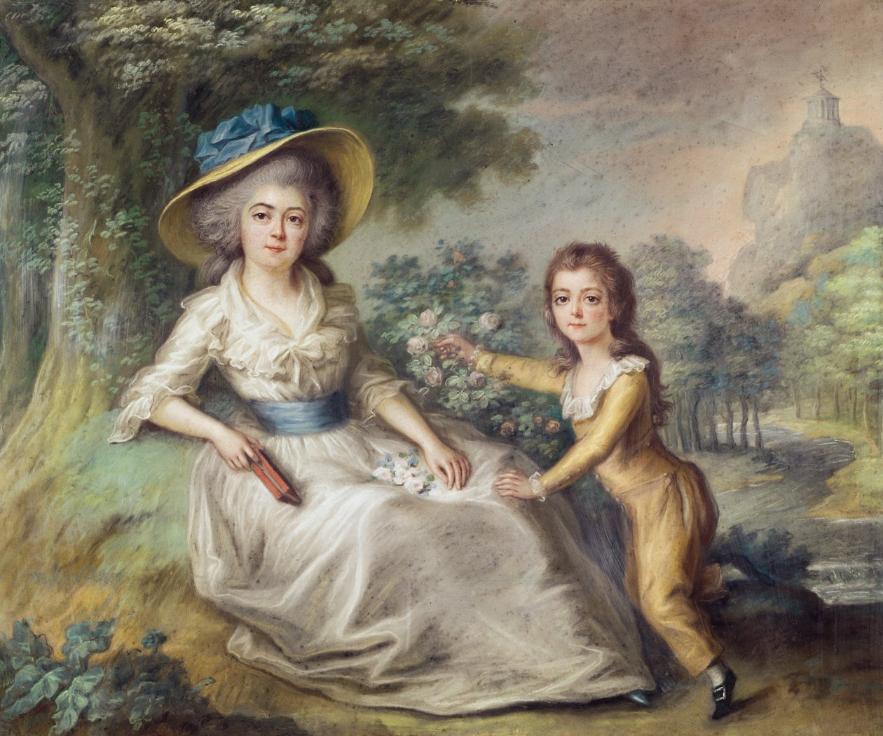 Marie Dupin de Francueil (1748-1821) och hennes son, Maurice av French School