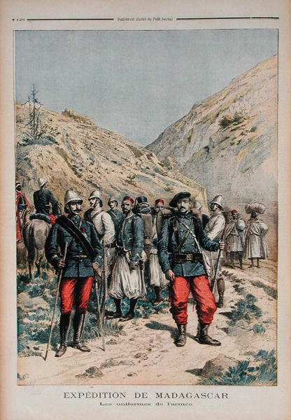 Militär expedition på Madagaskar, från Le Petit Journal, 21 april 1895 av French School