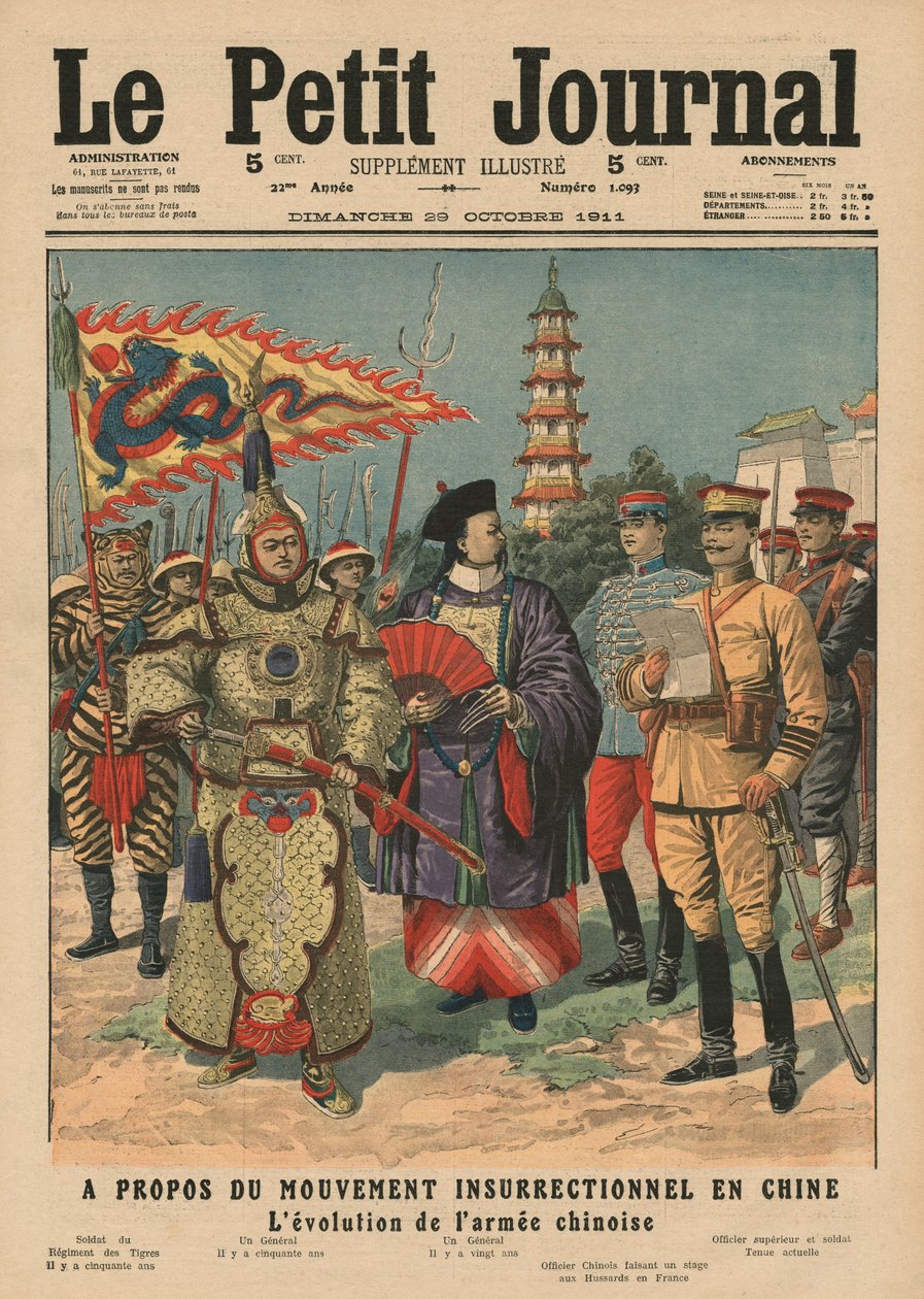 Revoltrörelsen i Kina, utvecklingen av den kinesiska armén, illustration från 