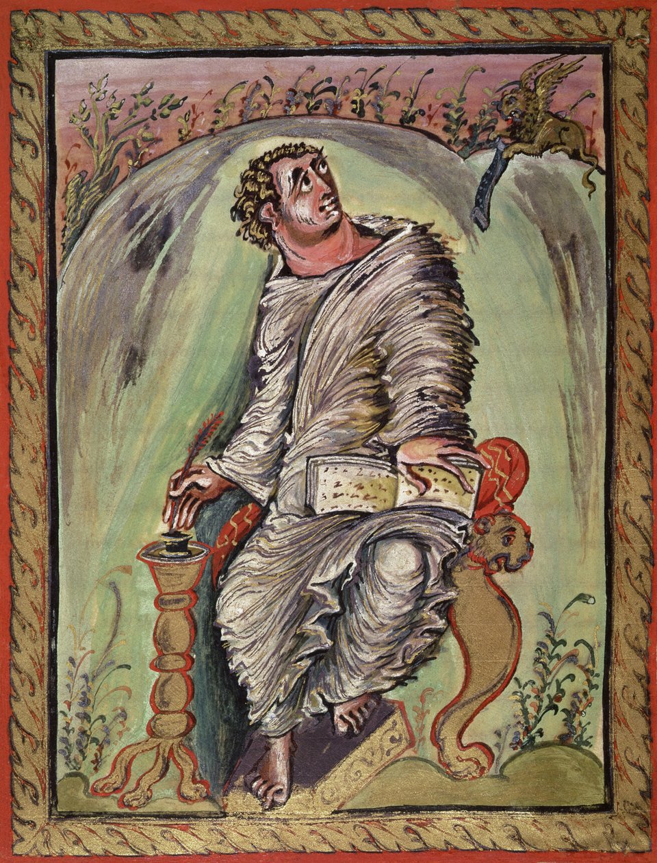 Ms 1 fol.60v Markus vid sitt skrivbord, från Markusevangeliet, från Ebbo-evangelierna, c.816-835 av French School