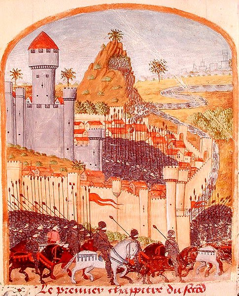Ms 1335 fol.22 Överlämnande av slottet Celaenae 333 f.Kr., från Vie dAlexandre le Grand av French School