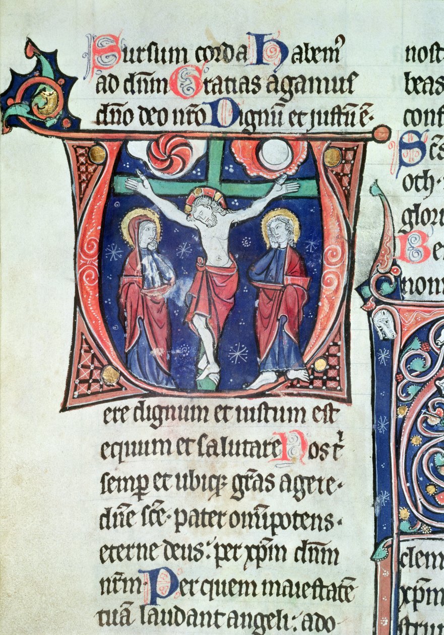 Ms 228 fol.89v Crucifixion, från Missal de la Consecration de l’Abbatiale de Vauclair, 1257 av French School