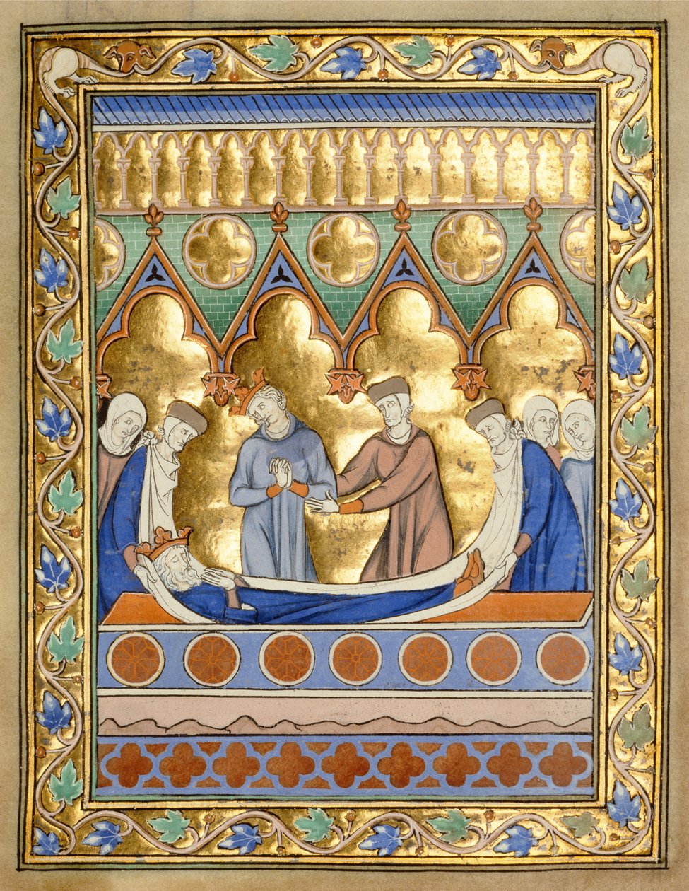 Ms 300 f.6r Burial of David, från Isabellas psalter och timmar, Paris, ca 1260 (bladguld & tempera på pergament) av French School