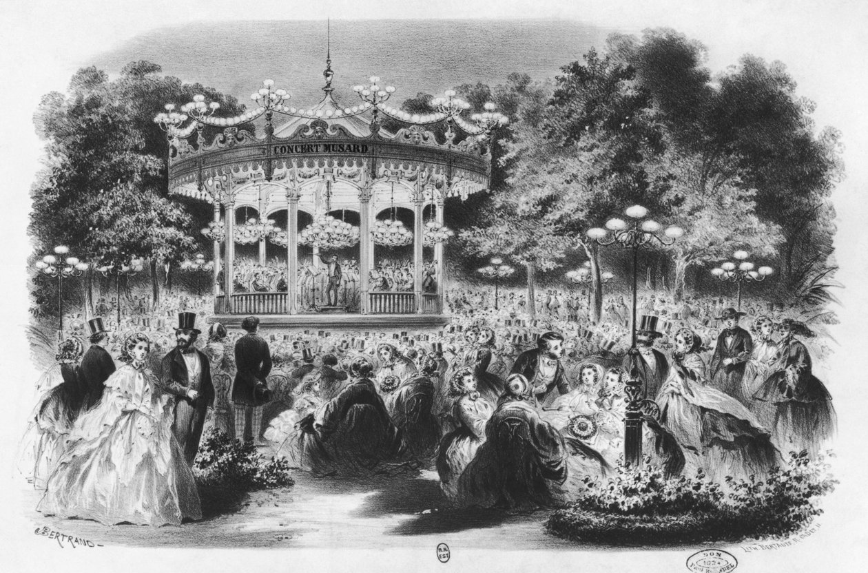 Musardkonsert på Champs-Elysees, 1865 av French School