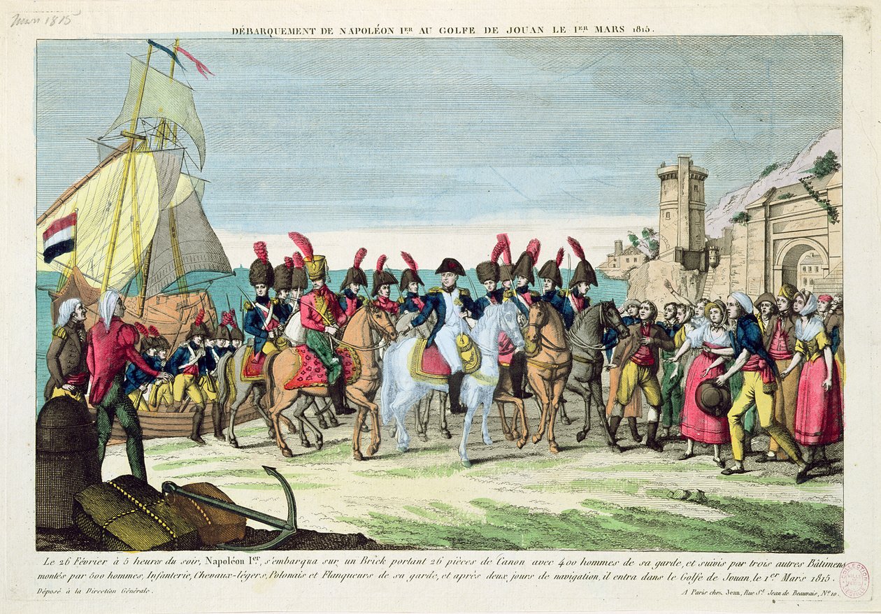 Napoleon (1769-1821) på väg till Golf Juan, 1 mars 1815 av French School