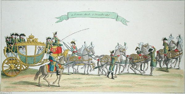 Napoleon Bonaparte (1769-1821) på väg till Notre Dame för sin kröning, 2 december 1804 av French School