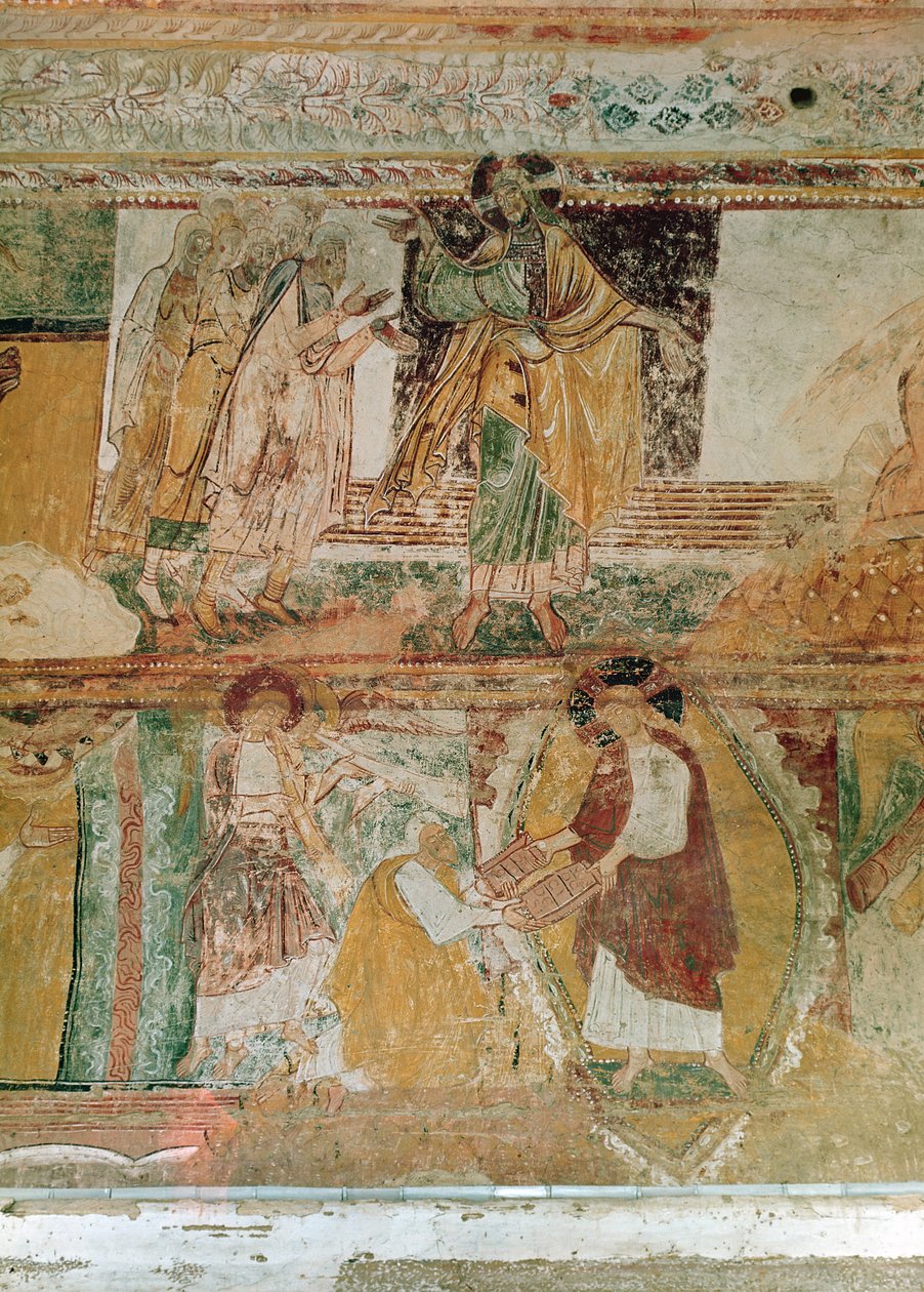 Noaks ark och Moses med lagens tavlor, från långhuset, ca 1100 av French School