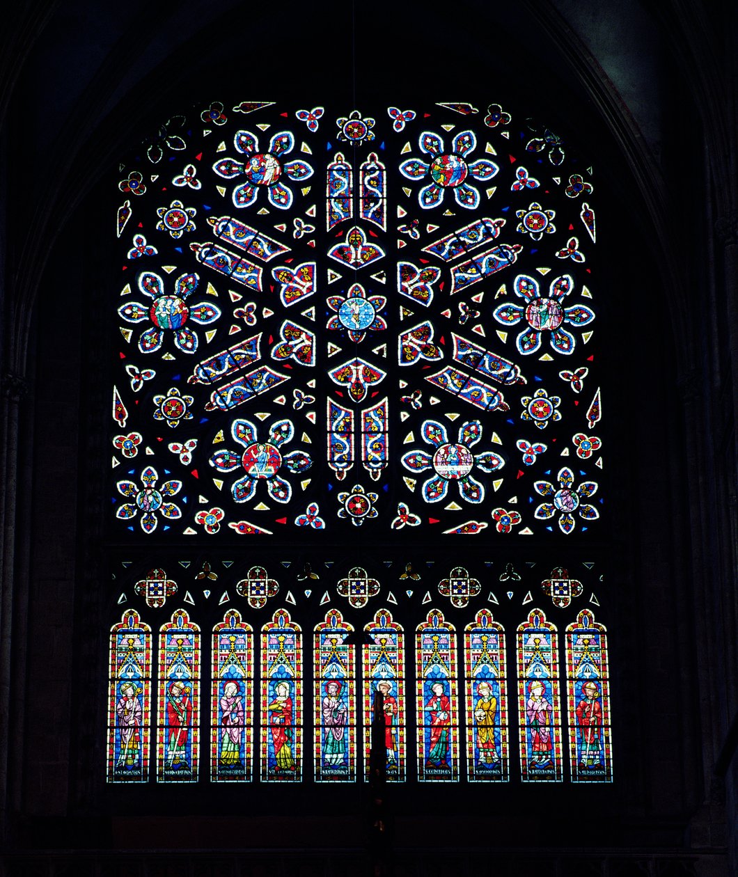 North Rose Window, ca. 1270, ombyggd 1887 (målat glas) av French School