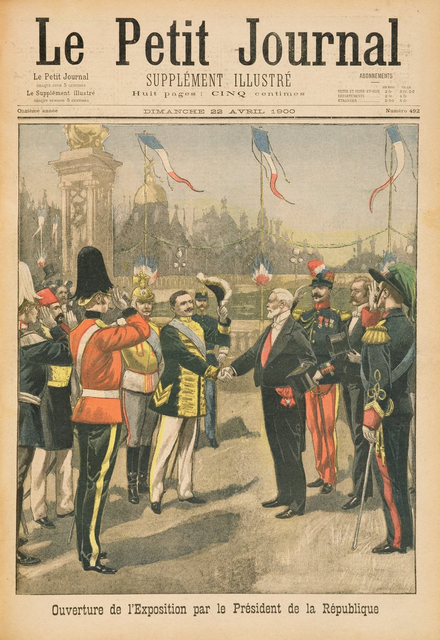 Invigning av den allmänna utställningen 1900 av republikens president, Paris, illustration från 