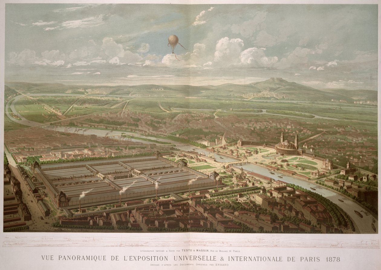 Panoramaudsigt over Exposition Universelle, Paris, 1878 swed av French School