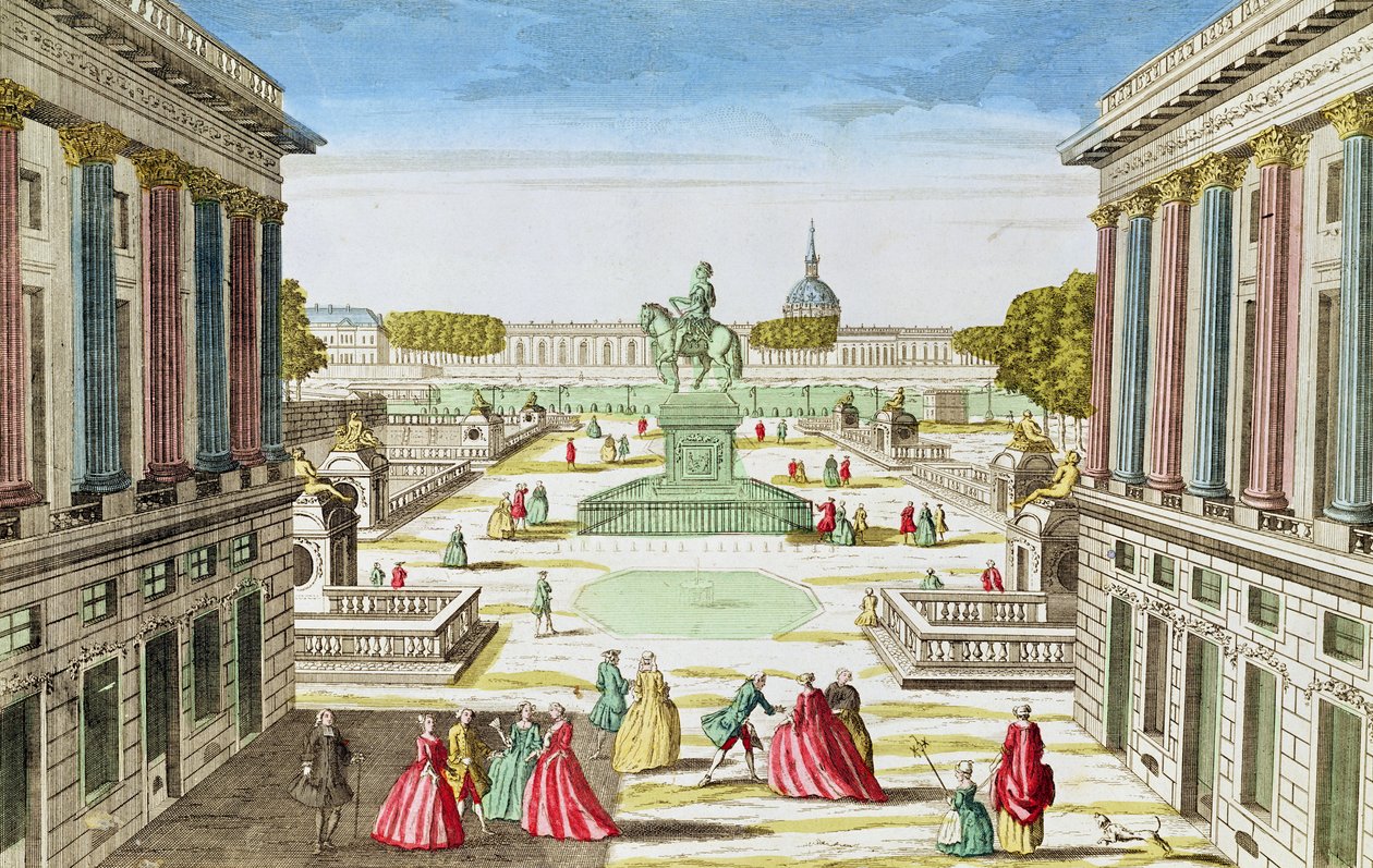 Perspektivvy av Place Louis XV från Porte Saint-Honore av French School