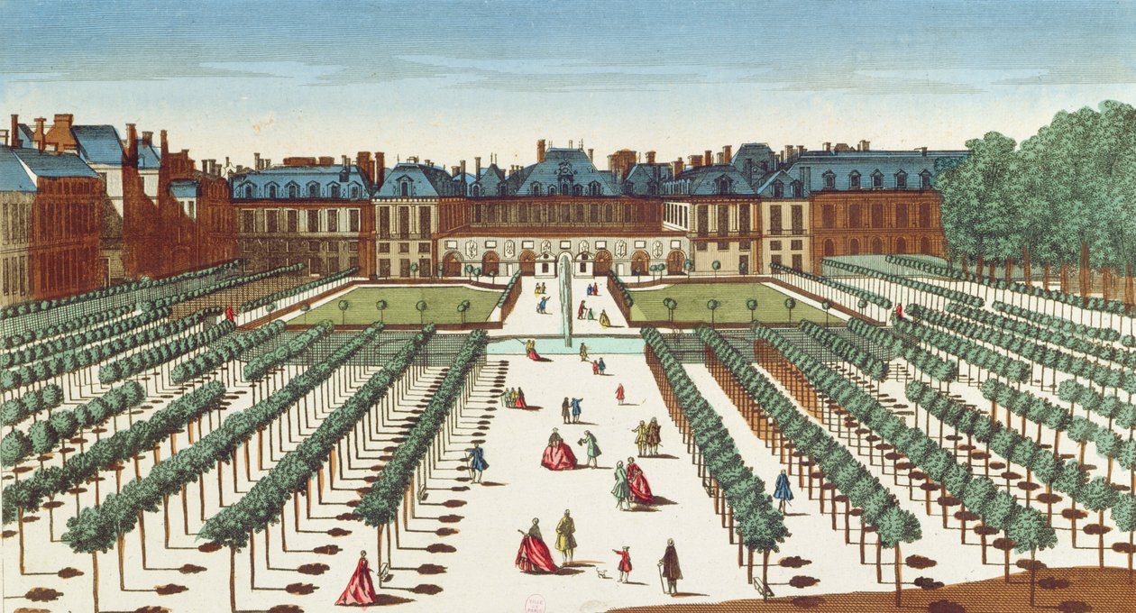 Perspektiv udsigt over Palais Royal fra Gardens swed av French School