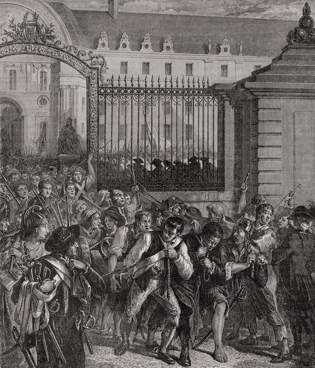 Plundring av Invalides Armoury, 14 juli 1789 av French School