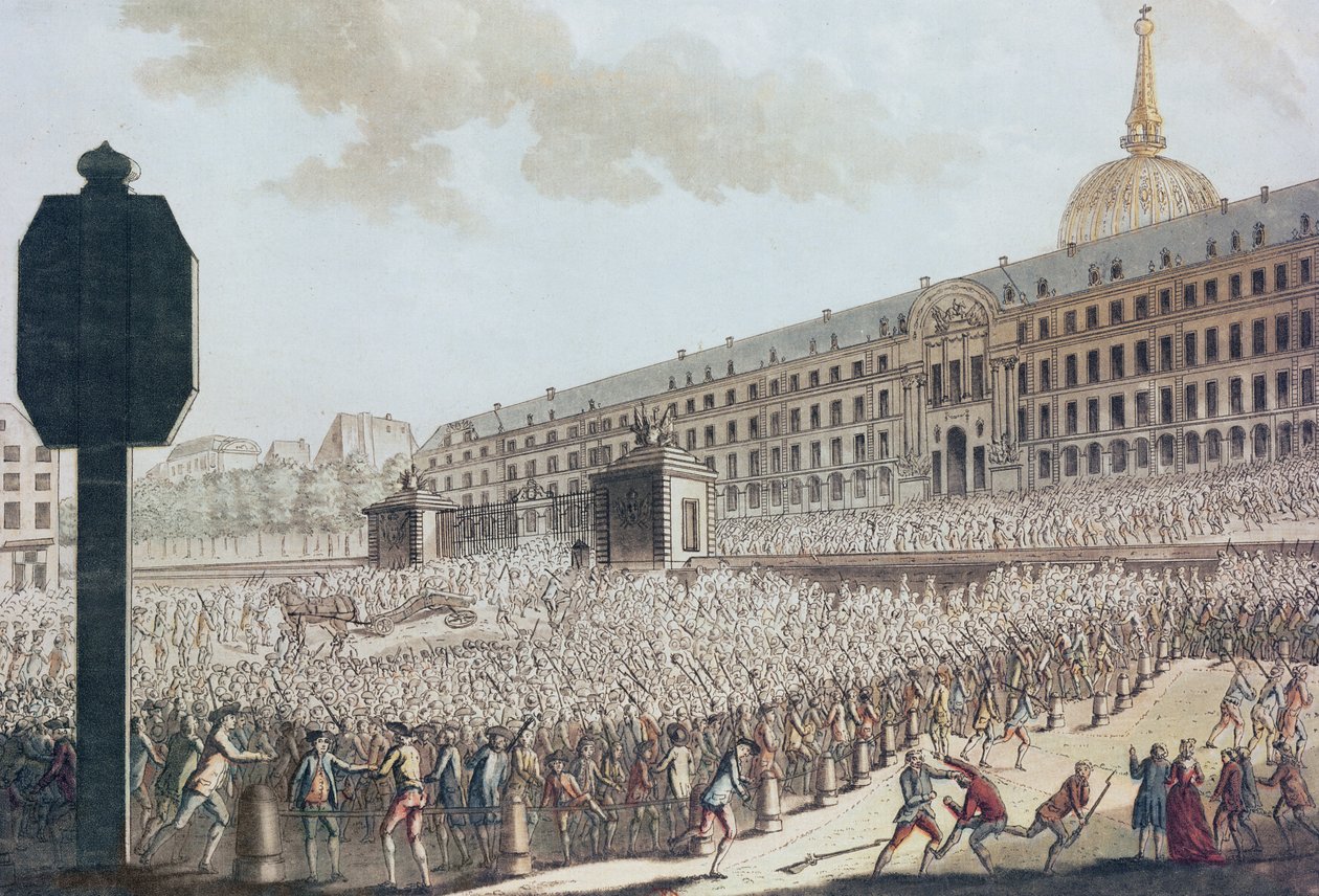 Plundring av Invalides Armoury, 1789 av French School