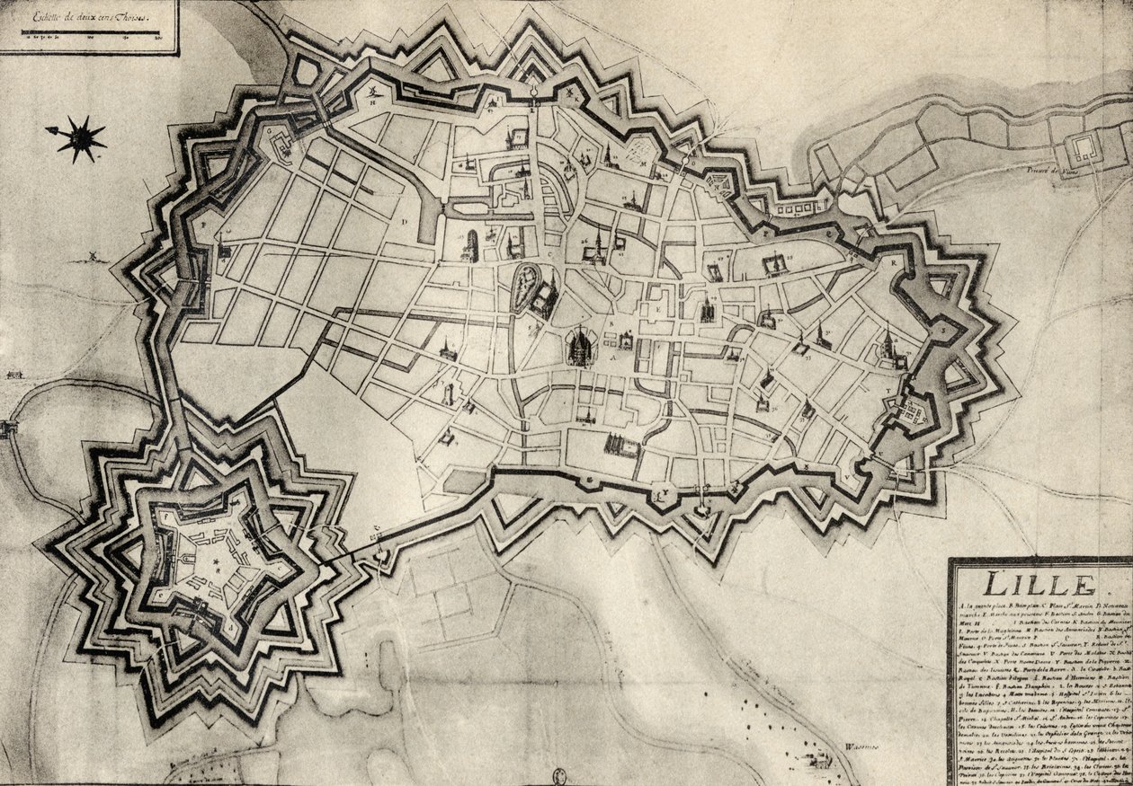 Plan och befästningar av Lille omkring 1670, från 