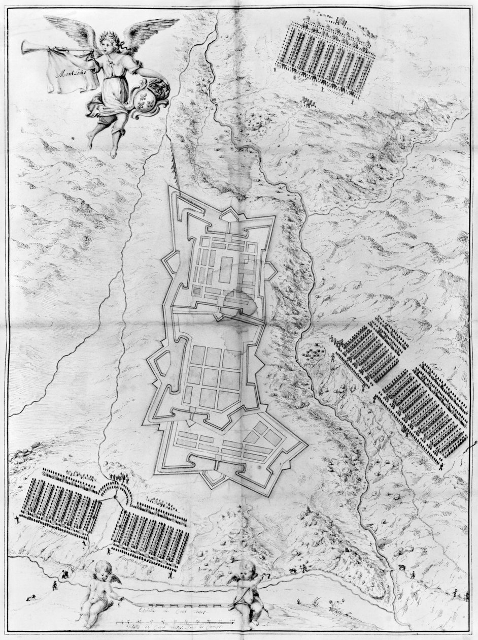 Plan och karta över staden och citadellet Mont-Louis av French School