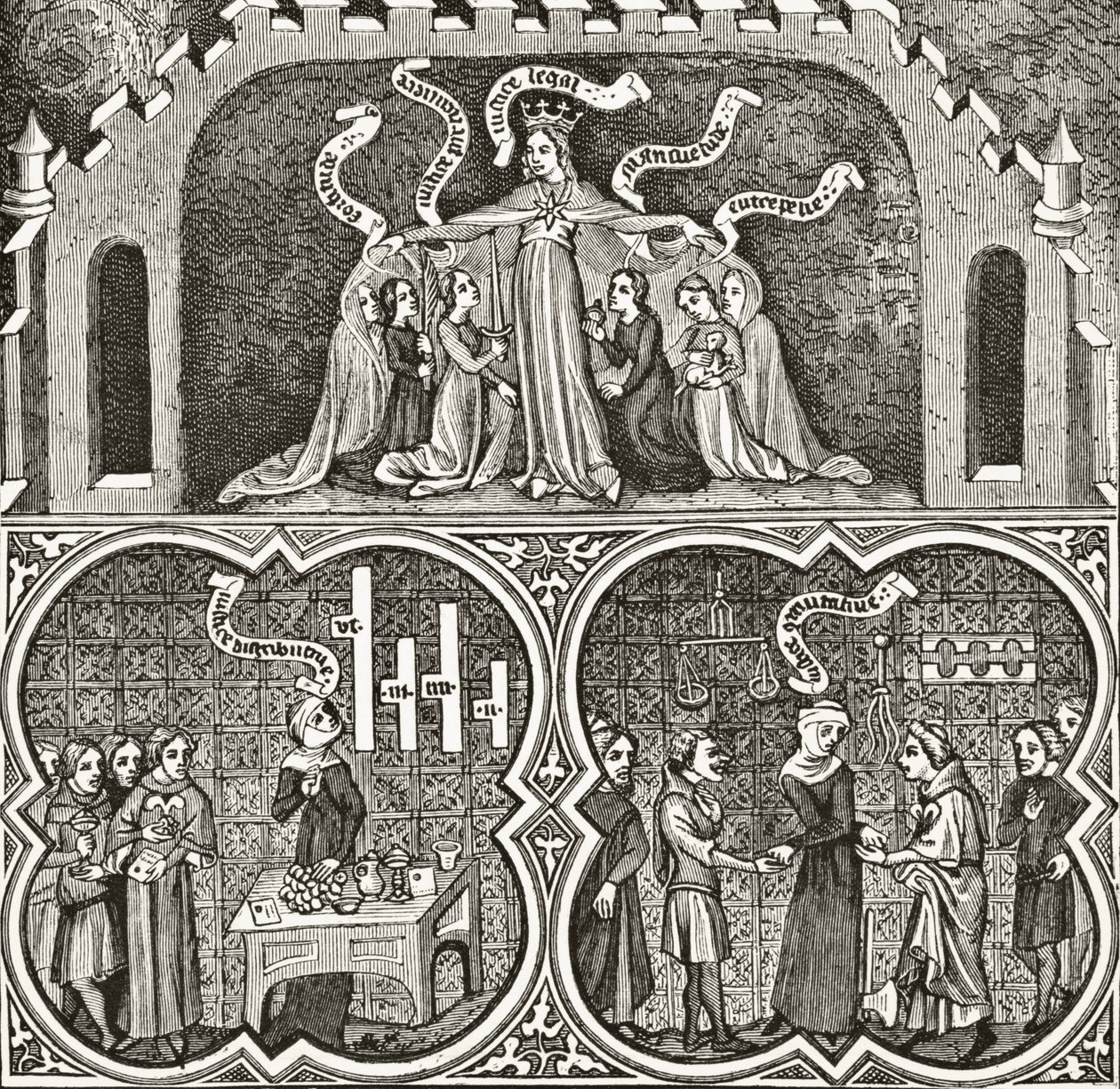 Plenary Court of Dame Justice, ur "Science and Literature in the Middle Ages" av Paul Lacroix (1806-84), publicerad i London 1878. av French School