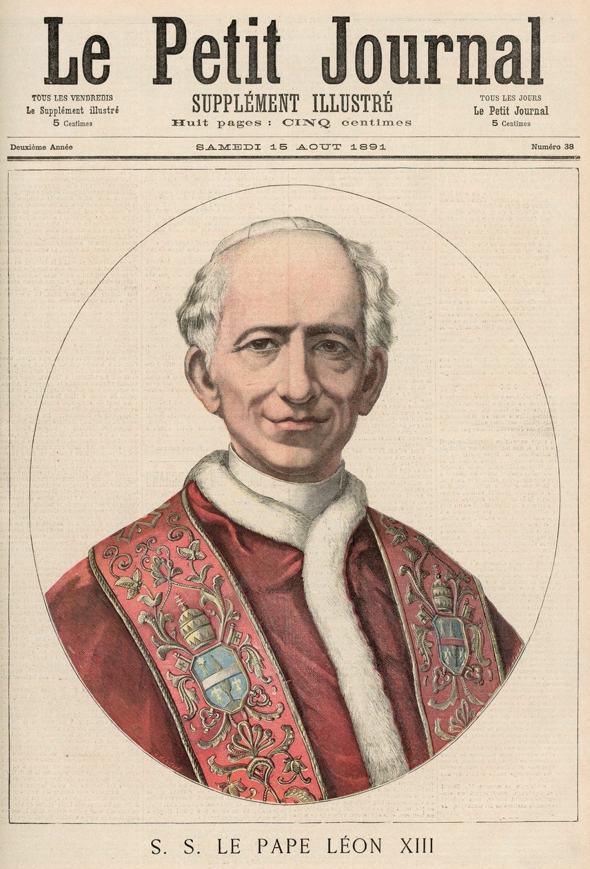 Påven Leo XIII (1810-1903) ur "Le Petit Journal", 15 augusti 1891. av French School