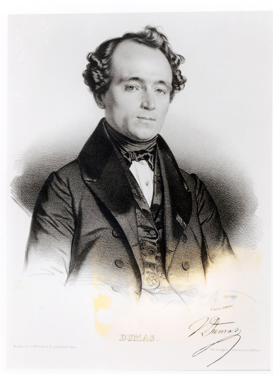 Porträtt av Alexandre Dumas Fils (1824-95) graverad av Gregoire och Deneux av French School