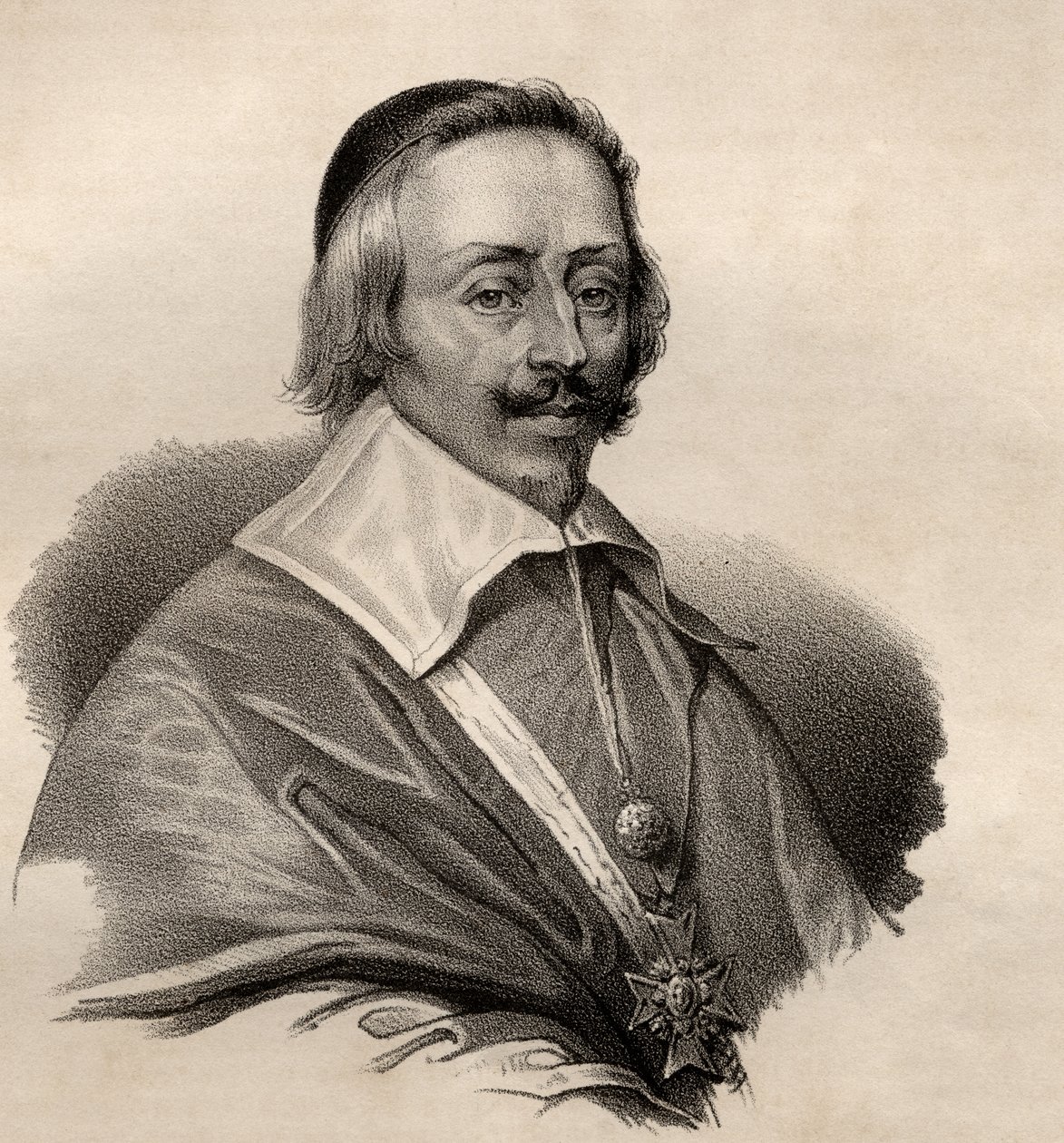 Porträtt av Armand Jean du Plessis, kardinal och hertig av Richelieu (1585-1642) av French School