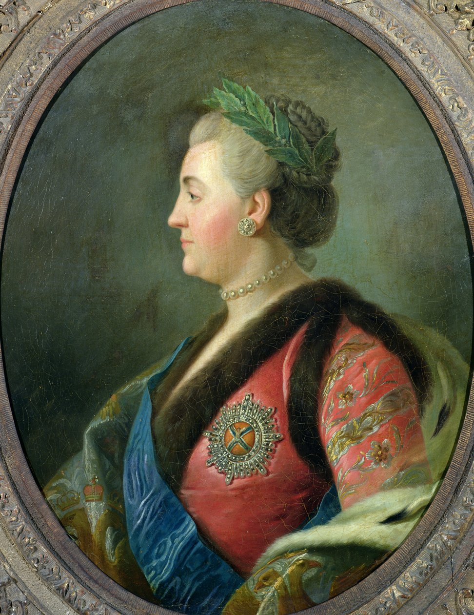 Porträtt av Katarina II (1729-1796) av Ryssland av French School