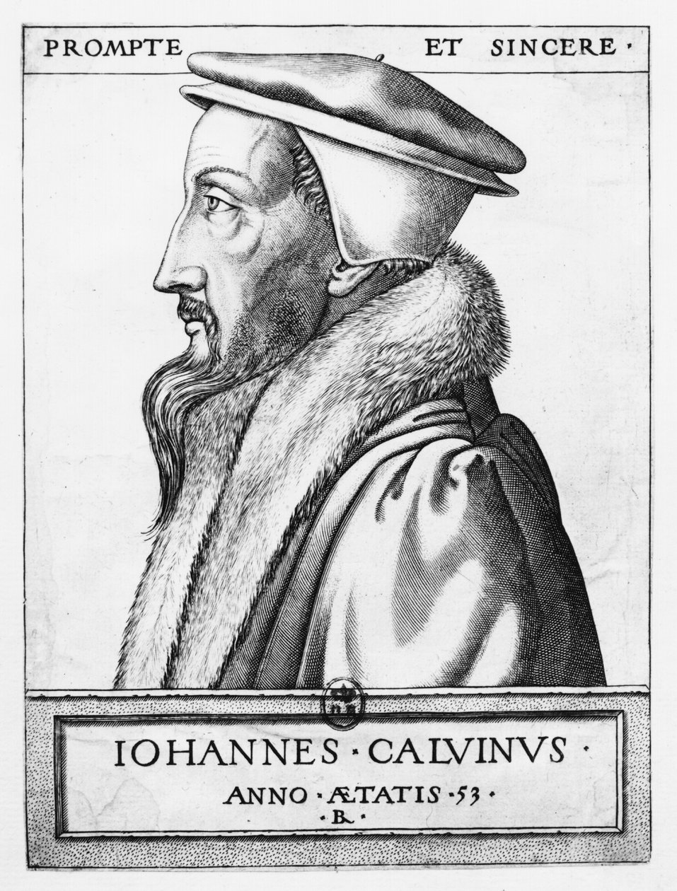 Porträtt av John Calvin (1509-64) 53 år, 1564 av French School