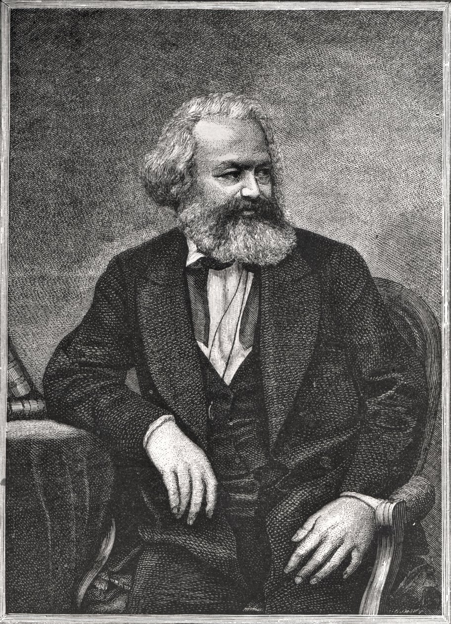 Porträtt av Karl Marx (1818-83) 1857 av French School