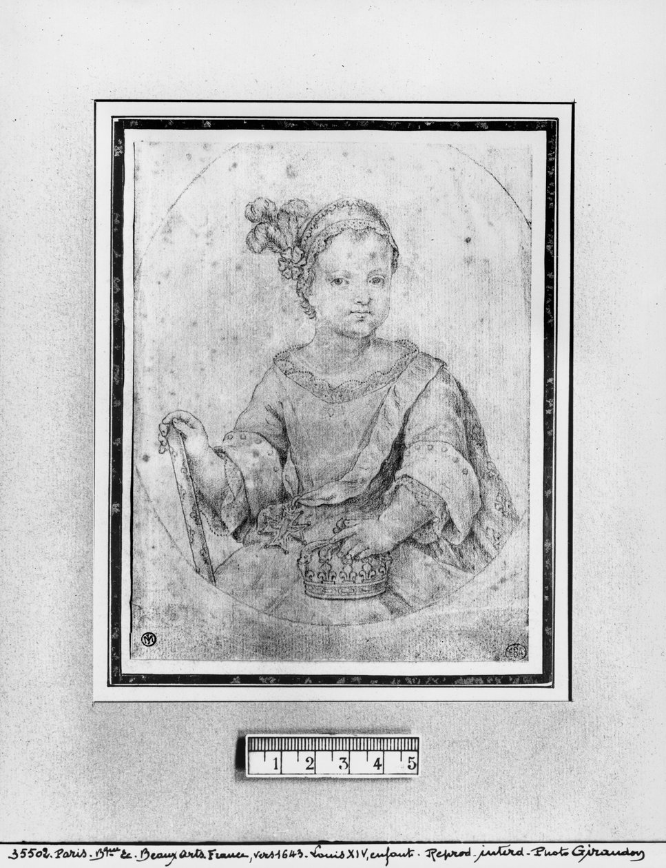 Porträtt av Ludvig XIV som barn (röd krita på papper) av French School