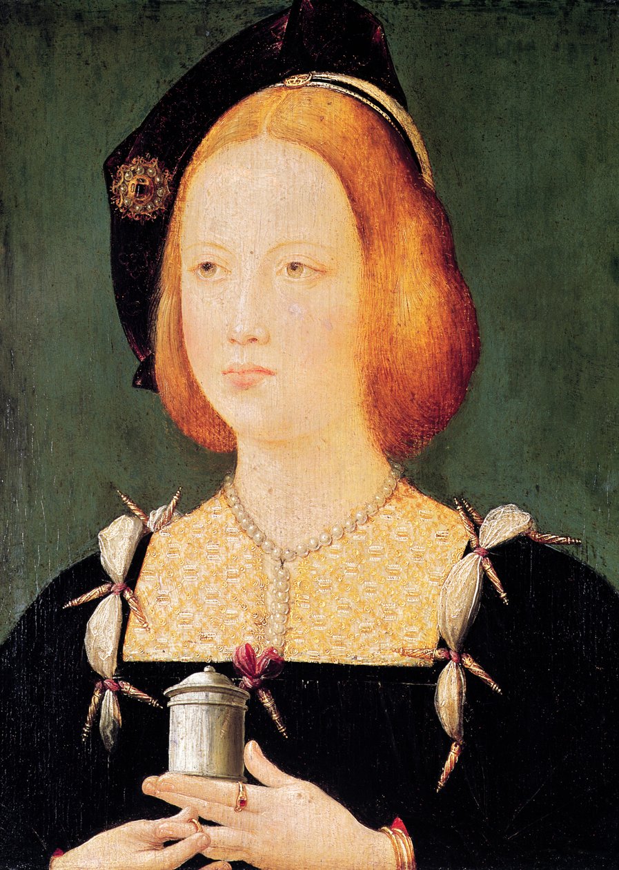 Porträtt av Maria av England (1496-1533) fru till Ludvig XII (1494-1533) ca 1514 av French School