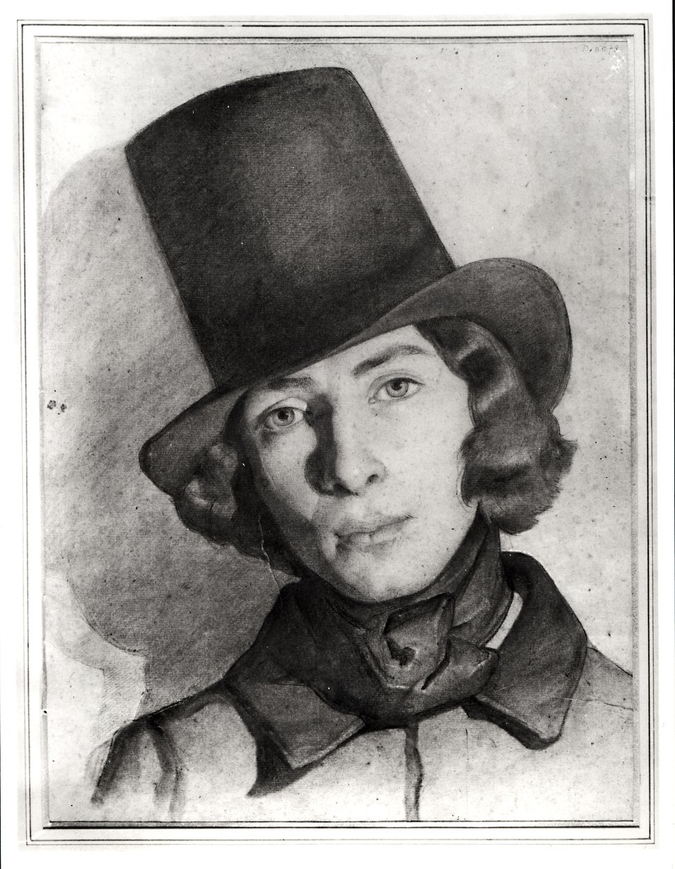 Porträtt av Maurice Sand (1823-89) (gouache och pierre noire på papper) av French School