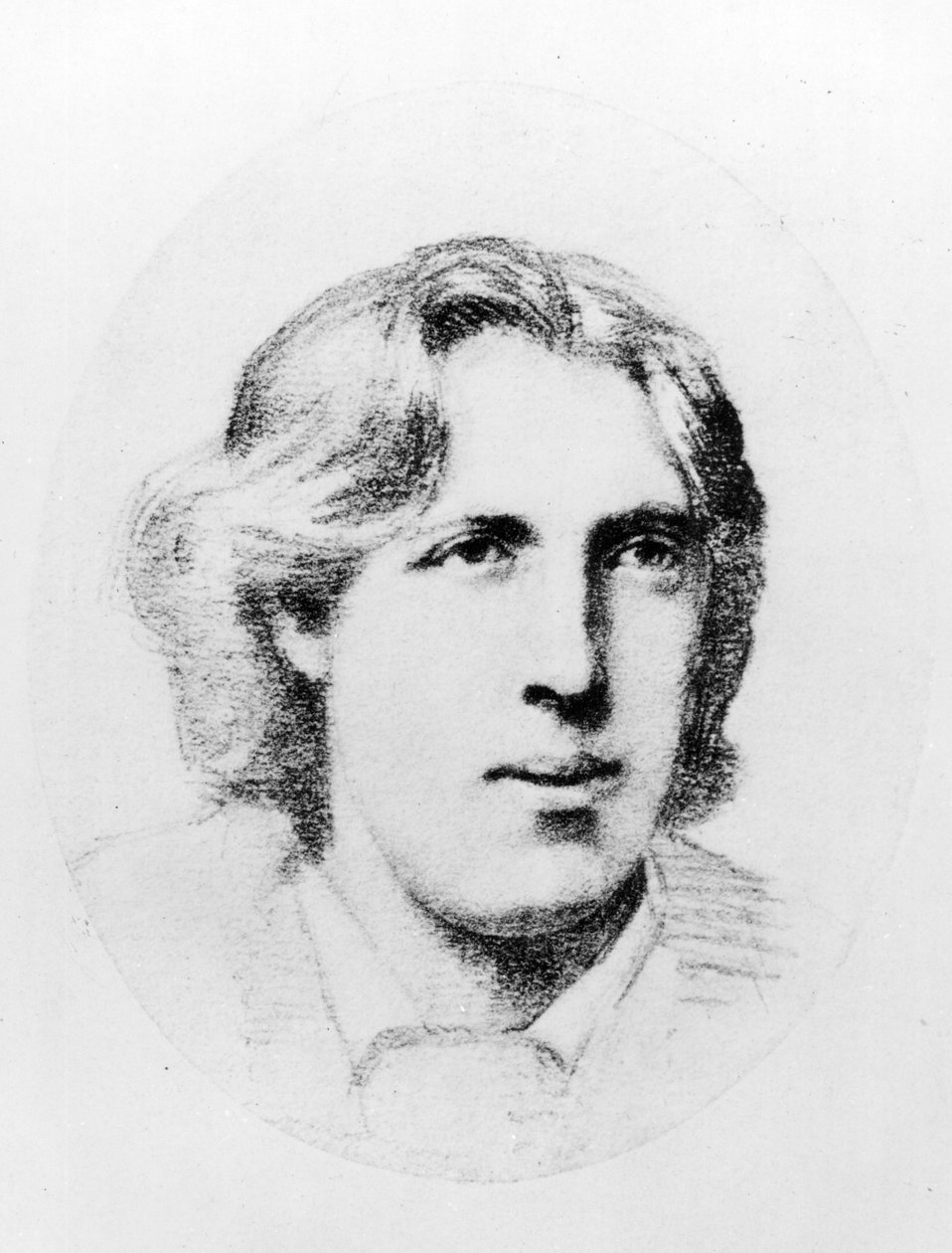 Porträtt av Oscar Wilde (kol) av French School