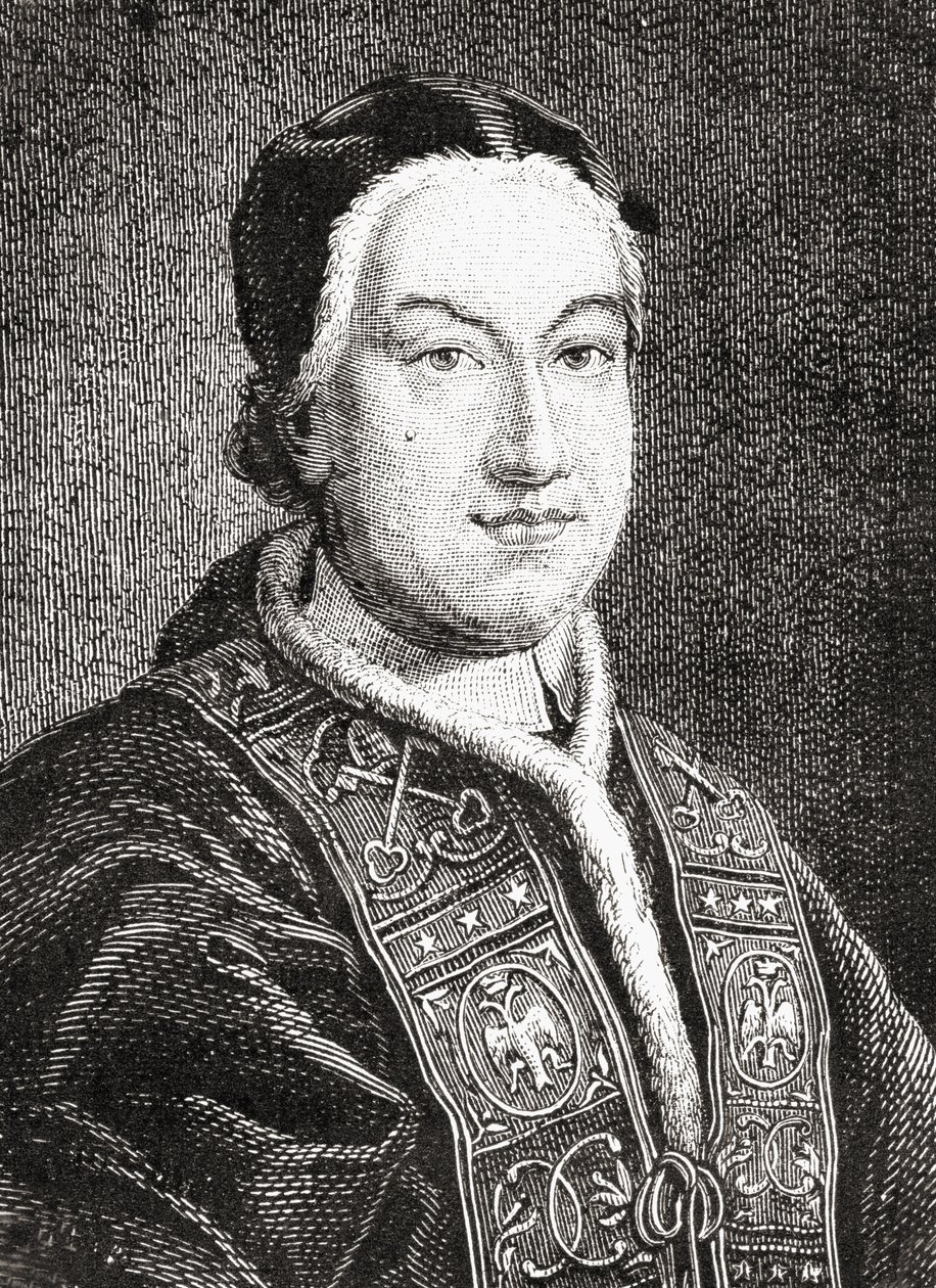 Porträtt av Pius VI (Giovanni Angelo Braschi) (1717-99) påve från 1775 av French School