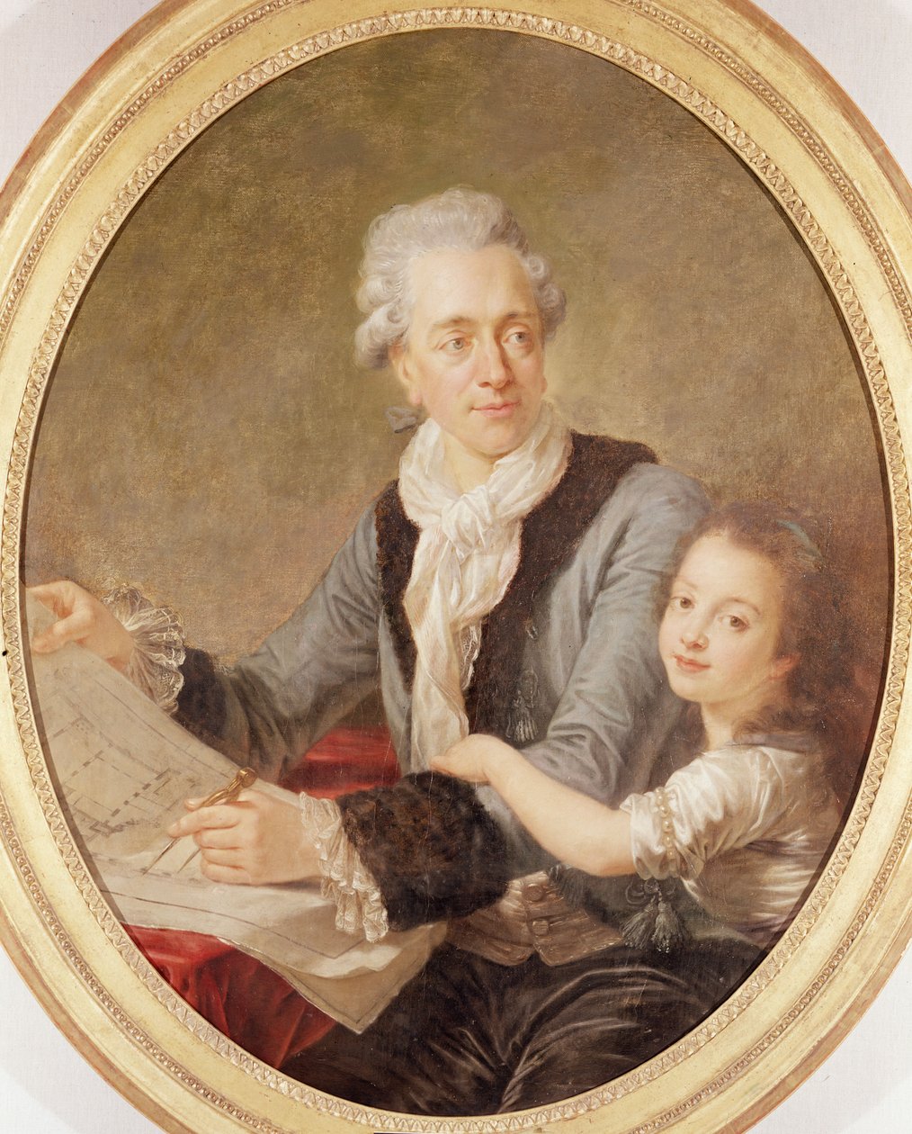 Porträtt av arkitekten Ledoux och hans dotter av French School