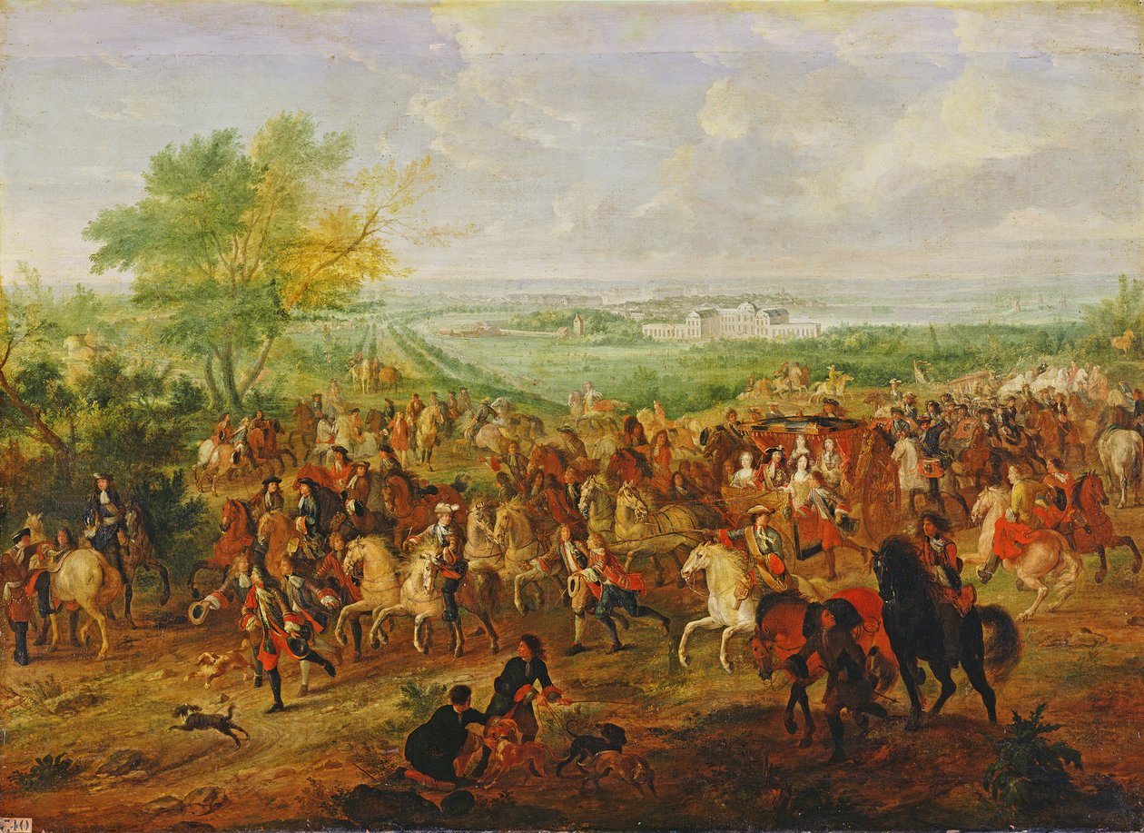Ludvig XIV:s (1638-1715) promenadstråk före palatset i Clagny, ca 1680 av French School
