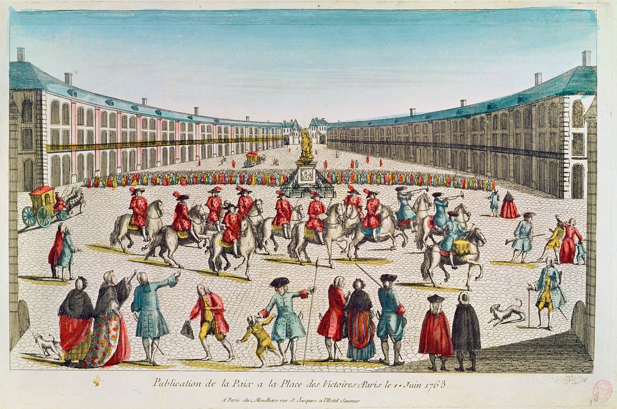 Publicering av freden, Place des Victoires, juni 1763 av French School