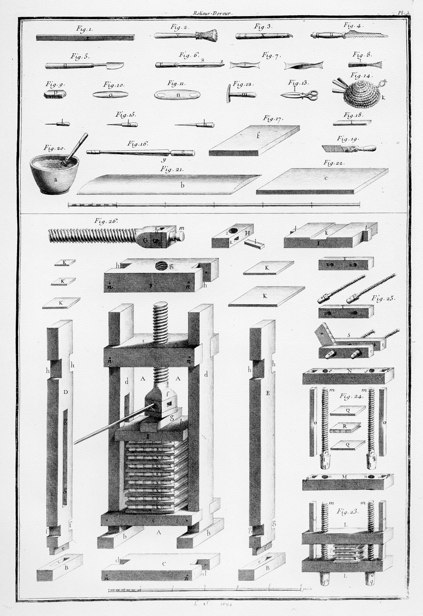 Bookbinder-Doreur, tryckt av Ludovic Simeanneau av French School
