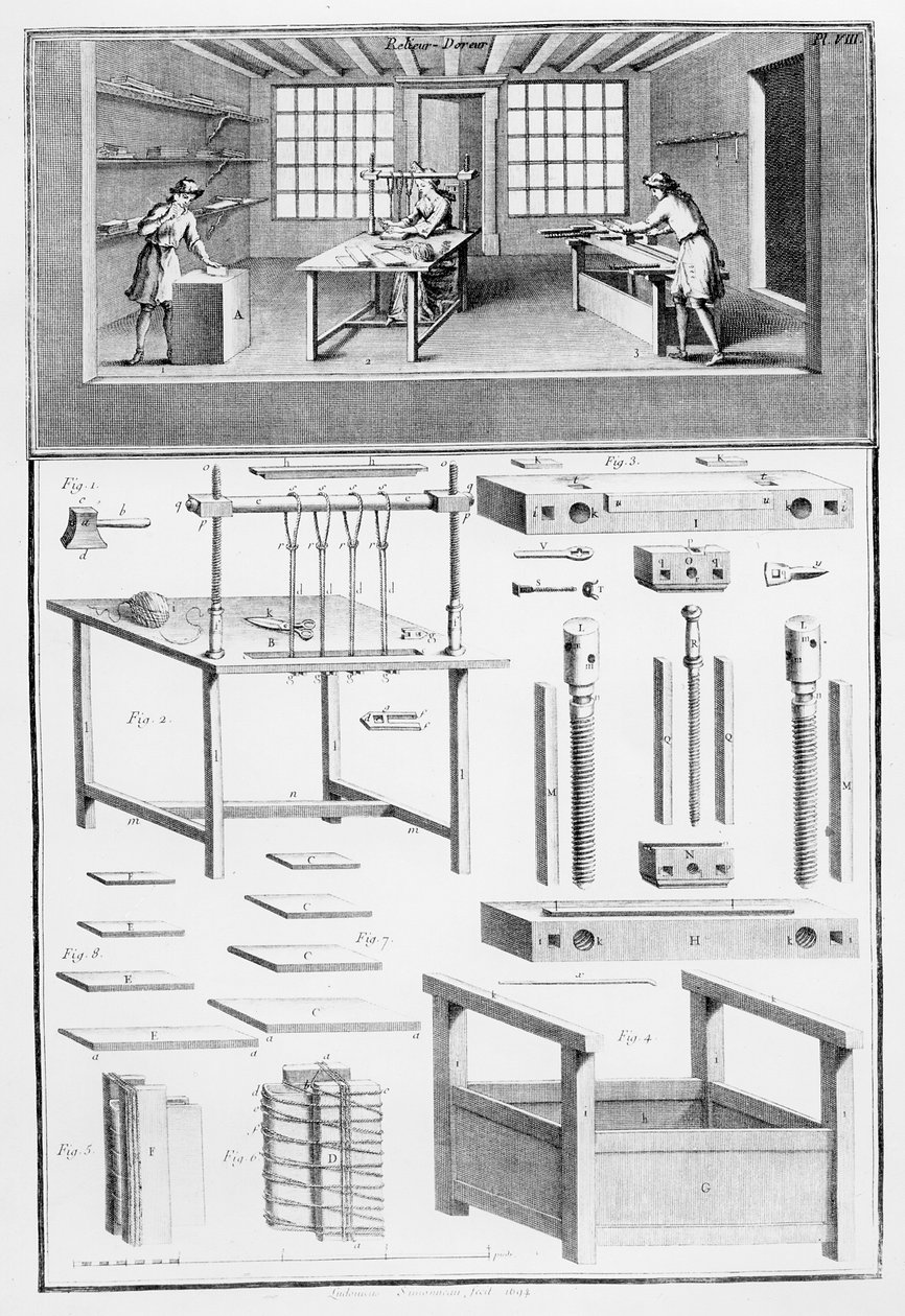 Bookbinder-Doreur, tryckt av Ludovic Simeanneau av French School