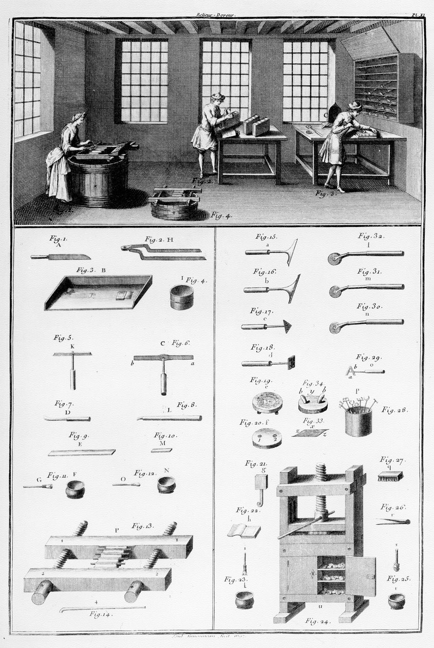 Bookbinder-Doreur, tryckt av Ludovic Simonneau av French School