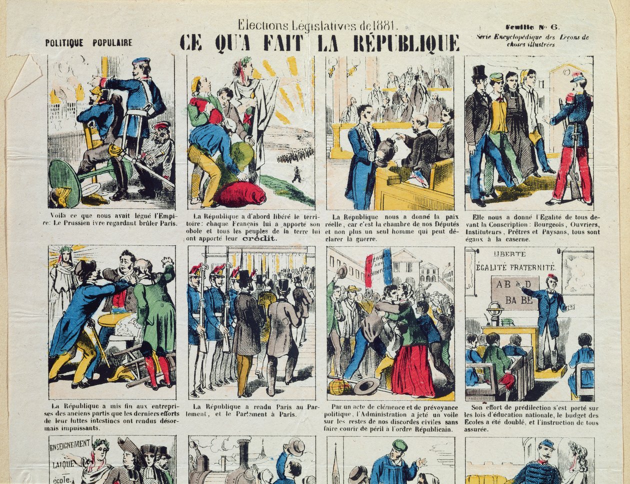 Republikansk propaganda till stöd för grundandet av den tredje republiken, ca 1881 (se även 162980 och 177256) av French School