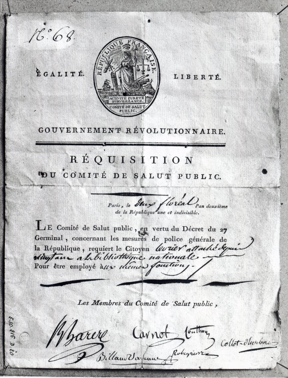 Rekvisition av kommittén för allmän säkerhet, 1789-99 av French School