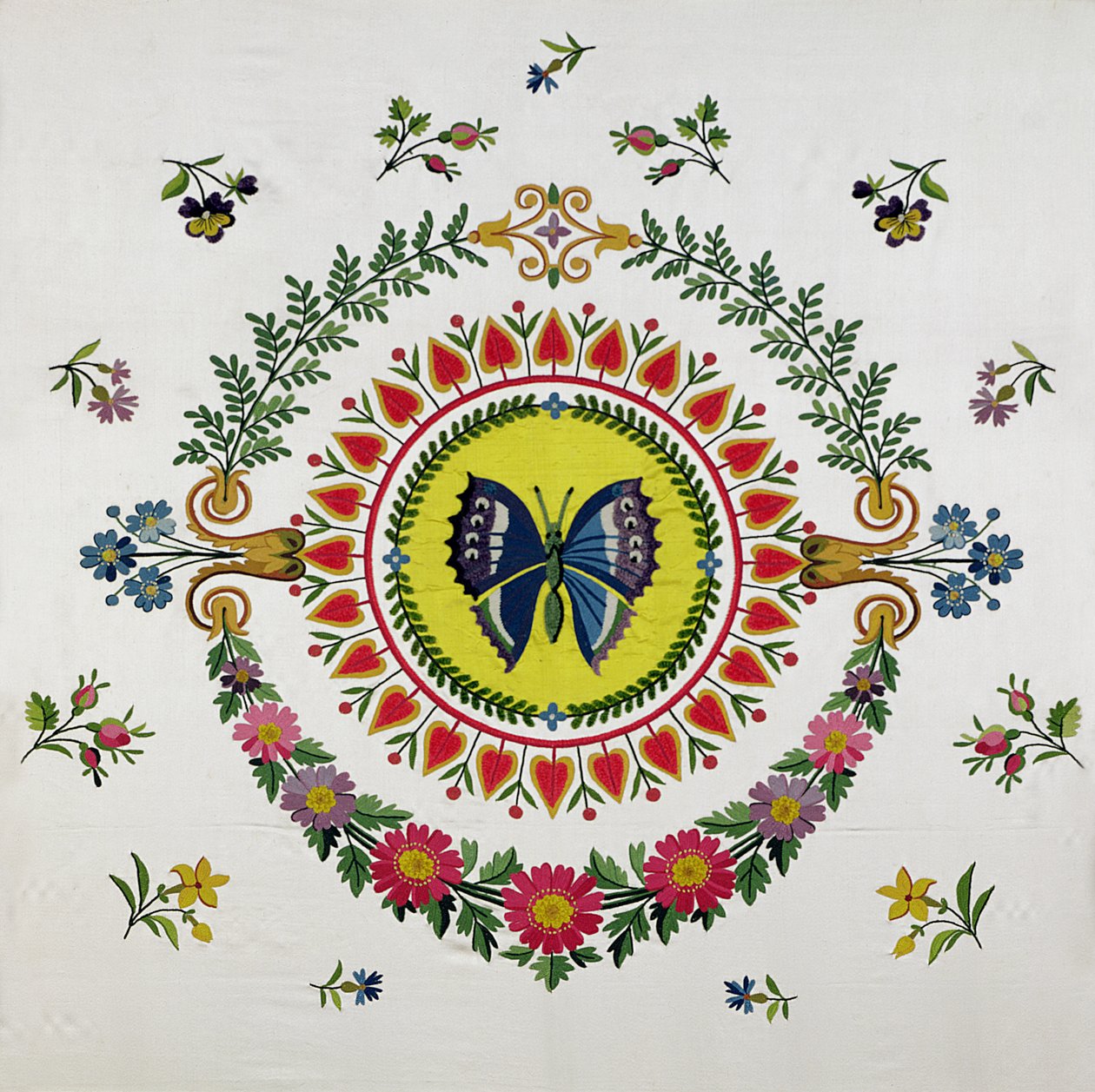 Sätesöverdrag av Bissardon, Cousin and Bony, 1811 (broderad satin) av French School