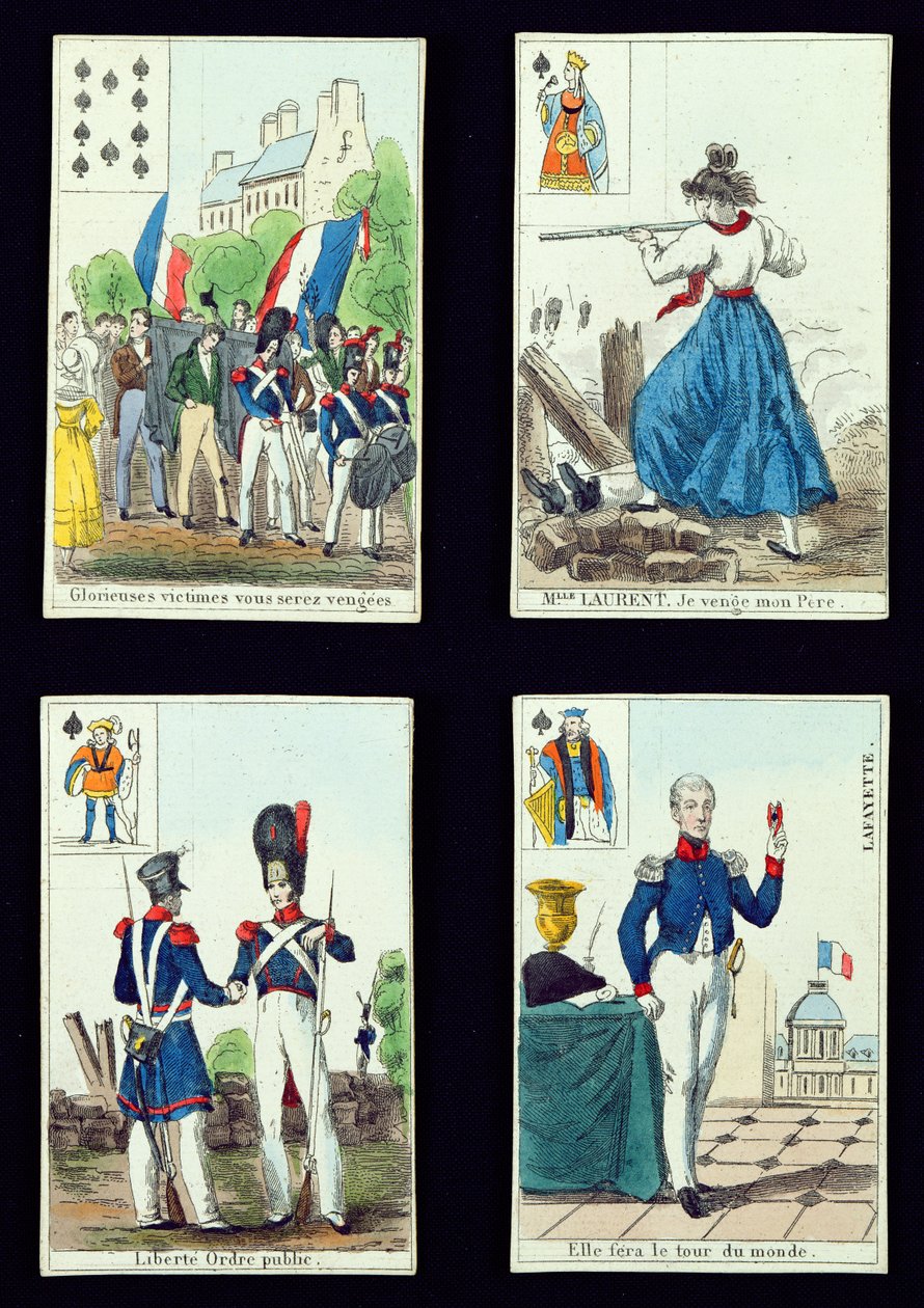 Ett urval spelkort med anknytning till 1830 års revolution, 1831 av French School