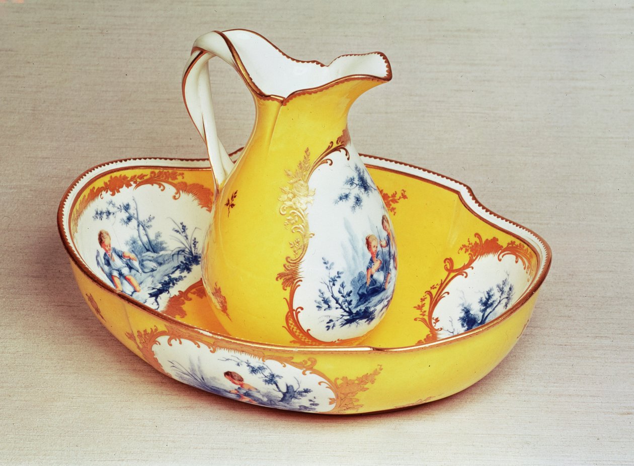 Sevres (vattenkanna) Broc Roussel ewer och bassäng (porslin) av French School