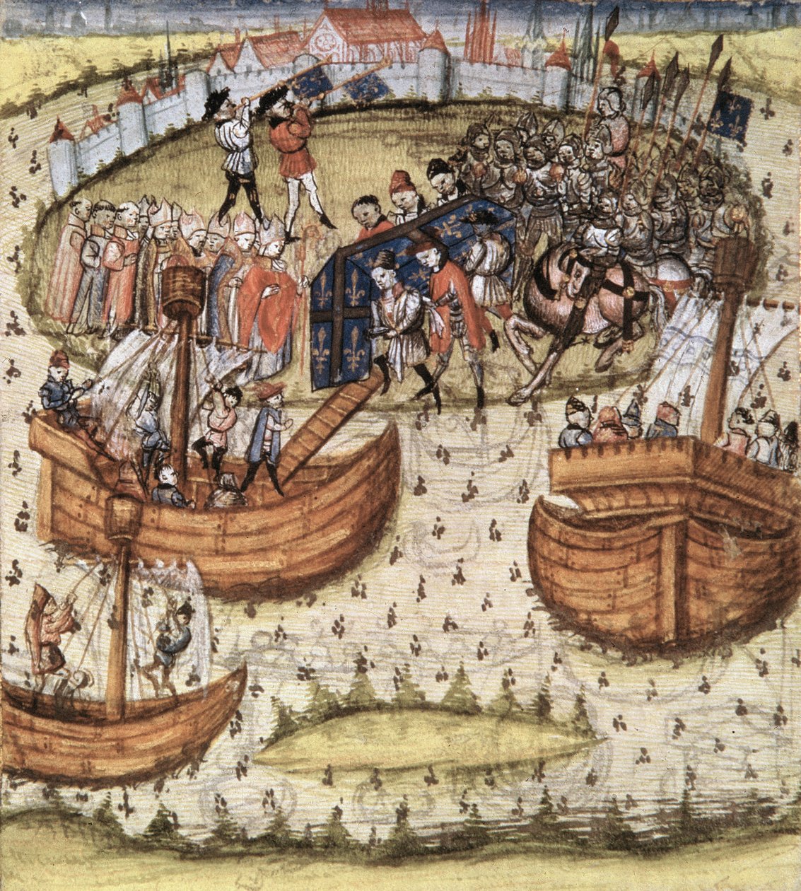 Snark M119: Korsfararna lastade St. Louis kista ombord i Tunis 1270, från Grandes Chroniques de France, 1450 av French School