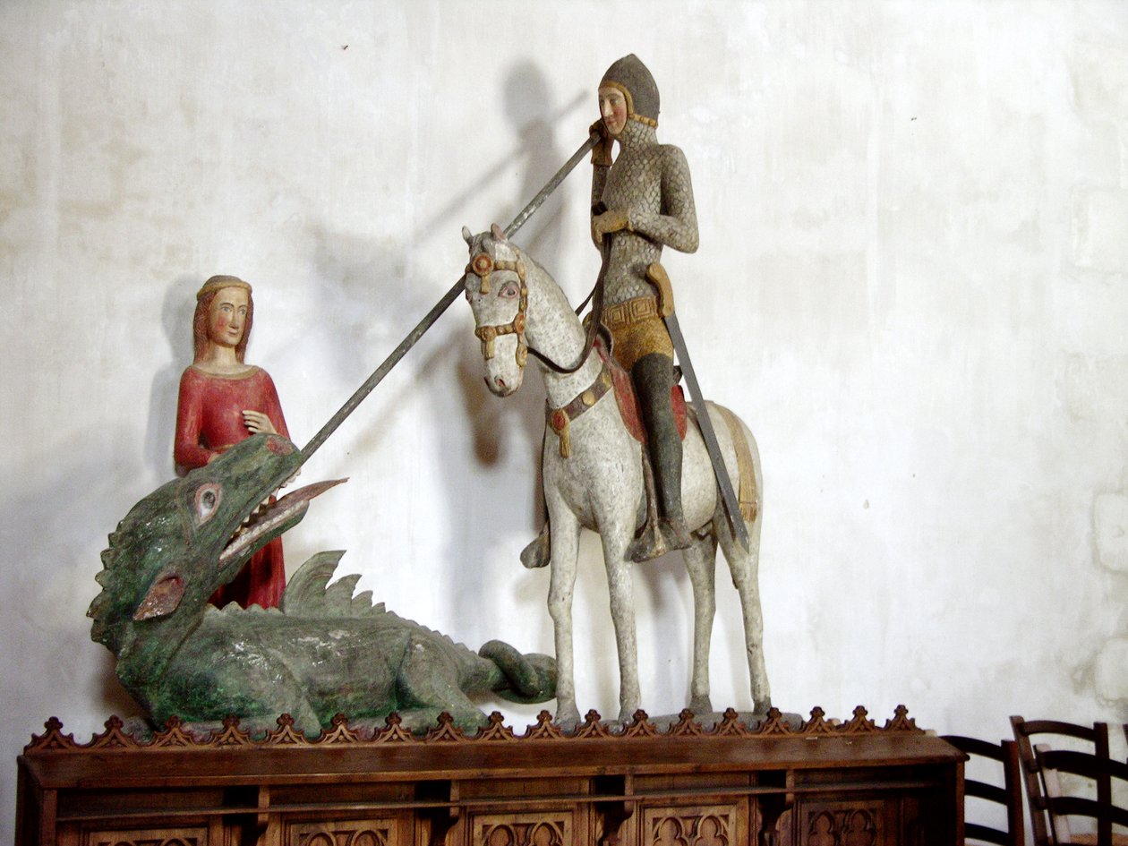 St. George och draken (polykromt trä) av French School