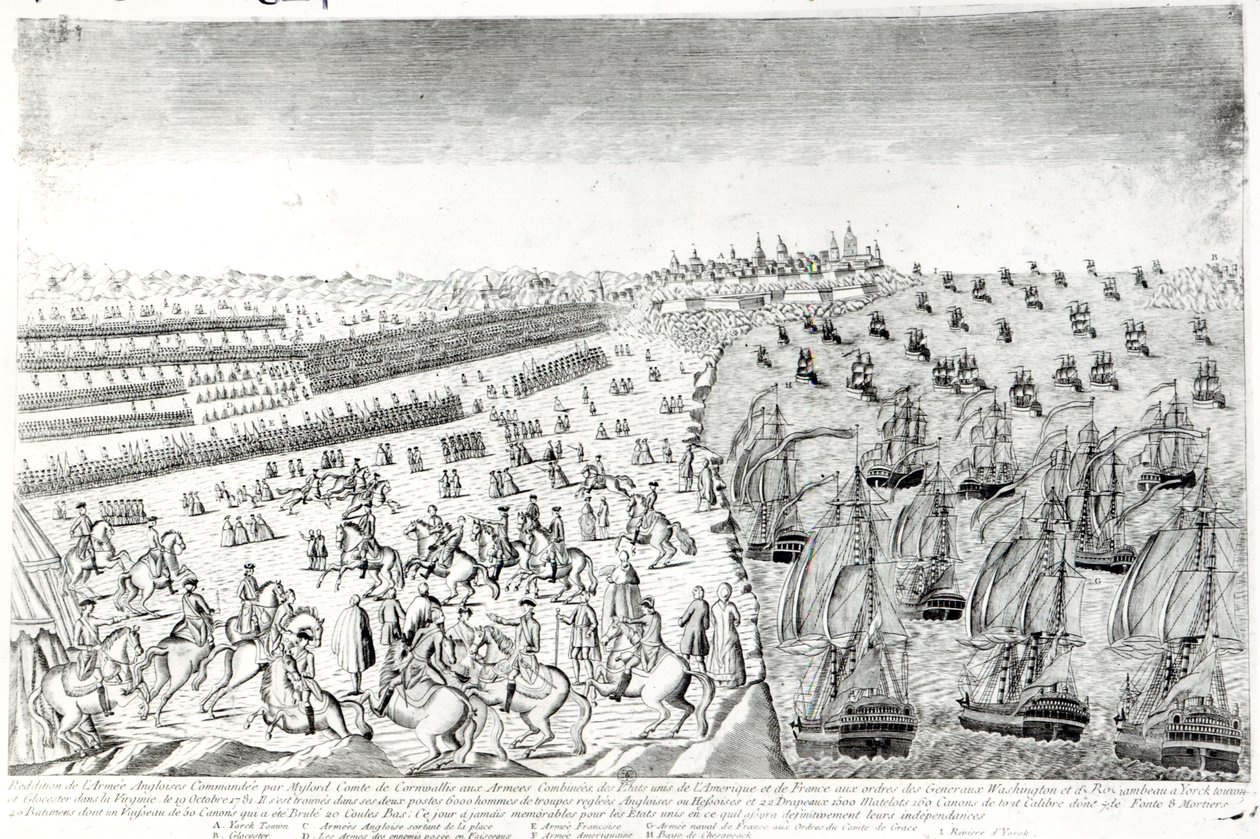 Överlämnande i Yorktown, 1781 av French School